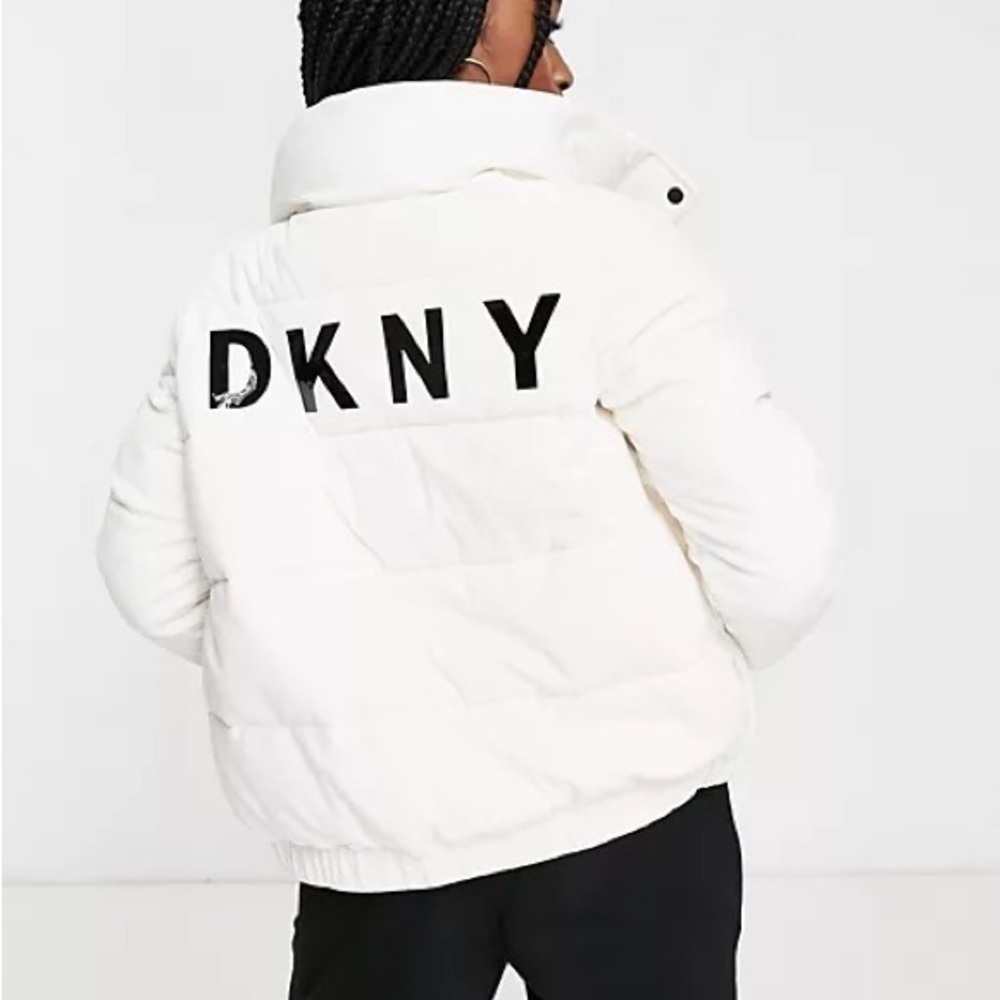 DKNY Velour Logo Puffer Jacket